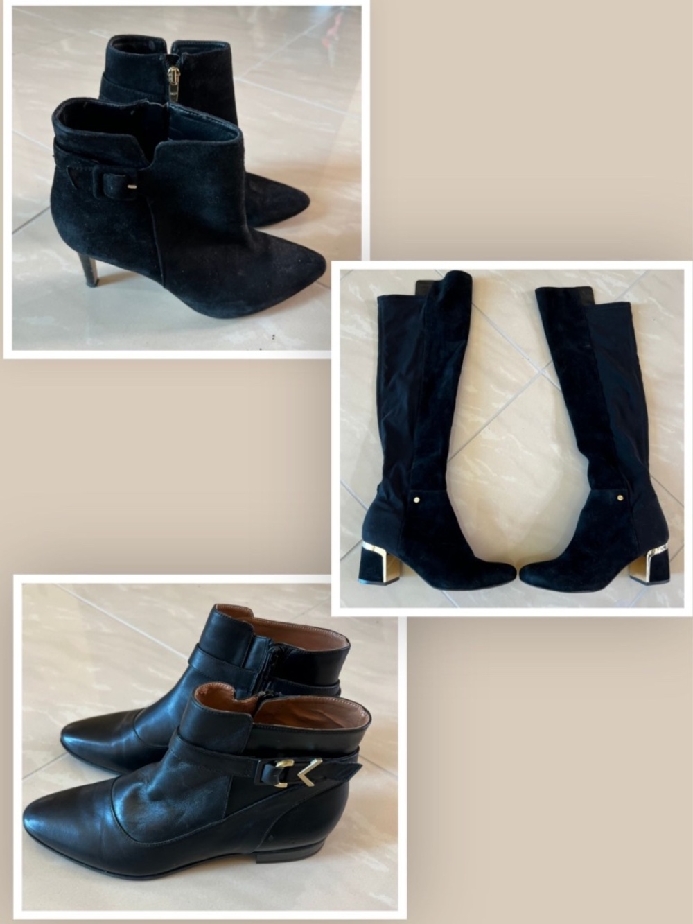 Black Boot Wardrobe Bundle – 2 Ankle Booties + Knee-High Boots, Women’s Size 8.5